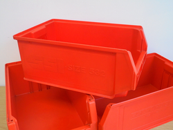 5x Used Size 7 Red Storage Louvre Bin 500x300x200mm H